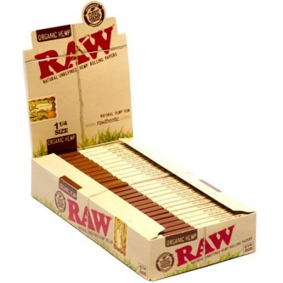 RAW ORGANIC HEMP 1 1/4 CIGARETTE ROLLING PAPERS 24CT/PACK